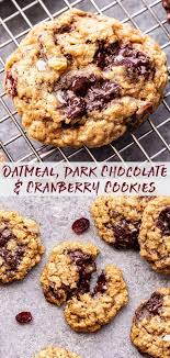 Oatmeal Dark Chocolate Cranberry Cookies Pinterest Collage In 2020 Cranberry Cookies Easy Cookie Recipes Healthy Cookie Recipes