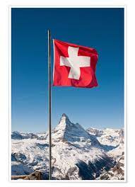 Willkommen im schweiz flaggen shop von flaggenplatz. Peter Wey Matterhorn Mit Schweizer Flagge Zermatt Schweiz Poster Online Bestellen Posterlounge De