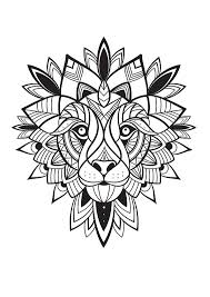 Une Fee Et Un Lion A Colorier Creapassions Lion Coloriage Coloriage Mandala Coloriage