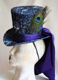Mad Hatter Top Hat Alice In Wonderland Cosplay Hat For Women Blue Perching Ladies Top Hat With Train Halloween Costume Ready To Ship Top Hat Unique Hats Mad Hatter Top Hat
