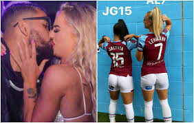 Douglas Luiz kissing Alisha Lehmann