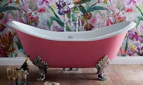 Modernes badezimmerdesign art nouveau badezimmer. Casa Padrino Luxus Jugendstil Badewanne Rosa Weiss Silber 180 X 77 X H 79 Cm Gebogene Freistehende Gusseisen Badewanne Barock Jugendstil Badezimmer Mobel