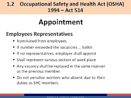 • occupational safety and health act. Occupational Safety And Health Bwu 10302 Chapter 1