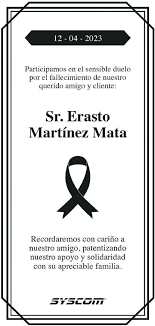Señor Erasto Martínez Mata Obituario Esquela