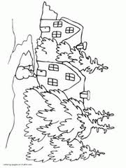 Surfnetkids » coloring » calendar » december » winter wonderland. Winter Coloring Pages Free Printable Winter Scene Sheets