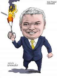Las sucesivas masacres y la represión de la policía se han convertido en uno de los principales desafíos para la paz y la seguridad de la nación. Ivan Duque Colombia Cartoon Movement