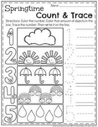 Preschool Number Trace And Count Worksheets For Spring Spring Preschool Preschool Worksheets Spring Worksheets Preschool