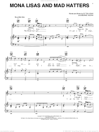 John Mona Lisas And Mad Hatters Sheet Music For Voice Piano Or Guitar