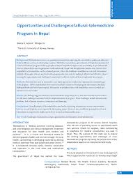 Pdf Opportunities And Challenges Of A Rural Telemedicine Program In Nepal