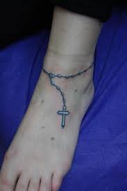 See more ideas about tattoos, foot tattoos, faith tattoo. Cool Small Cross Rosary Tattoo On Foot