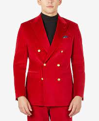 Tallia Men S Slim Fit Bright Red Velvet Suit Separates Reviews Suits Tuxedos Men Macy S