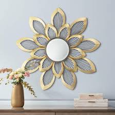 28'' h x 28'' w. Starburst 33 1 2 W Gold Black Flower Metal Mirrored Wall Art 71p80 Lamps Plus Metal Flower Wall Art Mirror Wall Art Metal Wall Art