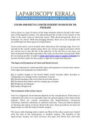 It is the most effective way of curing bowel cancer, and is all that many people need. Colon And Rectal Cancer Surgery In Kochi By Dr Prakash By Dr K Prakash Issuu