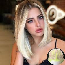 Asymmetrical short haircut with dark and blonde color. Buy Kreesi Short Blonde Wigs For Women Synthetic Straight Blonde Bob Wig With Dark Brown Roots Shoulder Length Blonde Ombre Wig Middle Part Heat Resistant Fiber Hair Party Cosplay Wigs Online In
