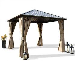 Vous cherchez une solution pour couvrir votre terrasse avec un produit sans entretien et à moindre coût ? Kozyard Rosana Hardtop Aluminum Permanent Gazebo With 2 Layer Sidewalls 10ftx10ft Buy Online In Luxembourg At Luxembourg Desertcart Com Productid 174921817