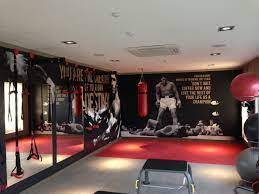 Digitally Printed Wallpaper In A Gym Diseno De Gimnasio Decoracion De Gimnasio Disenos De Unas
