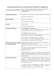 SCHEDA DESCRITTIVA ILLUSTRATIVA DEL PROGETTO ...