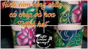Hình xăm vòng tay hoa. Hinh XÄƒm Ca Chep Va Hoa Vong Tay Vong Chan Hot Tattoo Freehand Cho Pe Xinh Tattoo Toantiny Báº¿n Tre Youtube
