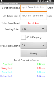 Aplikasi Perhitungan Feeding Rate Pakan Aplikasi Ikan