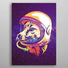 Laika The Space Dog Metal Poster Print Ical Said Wpap Displate Soviet Space Dogs Space Dog Space Animals
