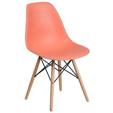 Flash Furniture Elon Series Peach Plastic Chair With Wood Base Walmart Com Plastic Dining Chairs Plastic Chair Solid Wood Dining Chairs