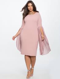 Pleated Flare Sleeve Dress Women S Plus Size Dresses Eloquii Plus Size Wedding Guest Dresses Flare Sleeve Dress Plus Size Cocktail Dresses