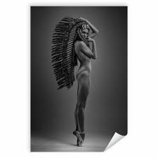 Postereck 2519 Poster Leinwand Sexy Indianer, Erotik Frau Nackt Kopfschmuck  | eBay