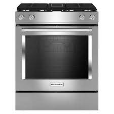 Discover double ovens from neff for your kitchen. Kitchenaid 6 4 Cu Ft Downdraft Slide In Dual Fuel Range With Self Cleaning Convection Oven In Stainless Steel Ksdg950ess The Home Depot