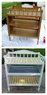 Before And After I Bought A Wooden Changing Table At A Garage Sale Painted It White And Covered Baby Changing Tables Changing Table Repurpose Boy Room Paint