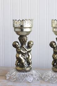 Maybe you would like to learn more about one of these? Vintage Candle Holders Angel Cherub Hurricane Light 1940 S 40s Art Nouveau Home Decor Brass Metal Gla Vintage Candle Holders Vintage Candles Candle Holders