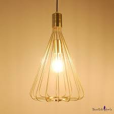 Metal Caged Pendant Lighting Kitchen Single Light Vintage Copper Gold Hanging Light Takeluckhome Com
