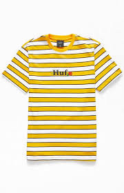 Black And Yellow Striped Shirt Mens Huf Mens Domestic Rose Stripe T Shirt Gold Shirts Stripe Tshirt Rose T Shirt