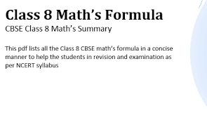 Formulas Of Maths Of Class 8 Pdf Download