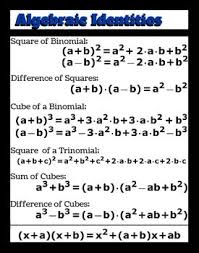 Poster Algebraic Identities Math Poster Size 11 X 14 Inches Details Full Color Rendering Printing True To S Math Poster Classroom Posters Math Vocabulary