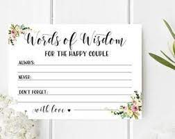 Wedding Advice Card Words Of Wisdom Wedding Shower Advice For Etsy In 2021 Wedding Advice Cards Advice Cards Bridal Shower Advice