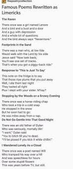 Famous Poems In Limerick Form Famous Poems Poems Words