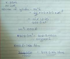 This means that 1 liter (l) of water weighs 1 kilogram (kg) and 1 milliliter (ml) of water weighs 1 gram (g). A Water Tank Is Cylindrical Whose Inside Radius Is 3 5 M And Depth 21m How Many Kilo Litres Of Water Brainly In