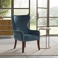 Best coastal blue accent chairs to buy online under $200. Madison Park Irvine Blue Nailhead Trim Accent Chair Overstock 11375253