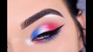 red white and blue eye makeup