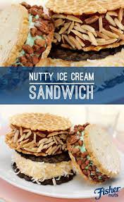 Fisher Nuts Recipe Ice Cream Sandwich Delights Recipe Nut Recipes Dessert Sandwich Ice Cream Sandwich
