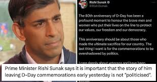 Rishi Sunak told people not to 'politicise' his early D-Day exit and the  entire internet responded as one