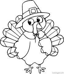 The turkey look so smart. Cartoon Turkey In The Pilgrim Hat Coloring Page Coloringall
