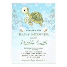 Turtle Baby Shower Invitation Under The Sea Ocean Zazzle Com Turtle Baby Shower Invitations Turtle Baby Shower Turtle Baby Shower Theme