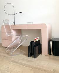Home Union On Instagram Vintage Pink Laminate Waterfall Desk Sold Post Modern Sigla Black Table La Black Table Lamps Waterfall Furniture Vintage Pink