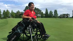Learning to swing a golf club and learning to play the game. Special Olympics Athlete Shows Off Golfing Skills