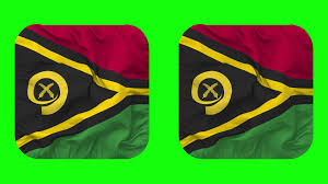 Vanuatu Flag in Squire Shape Isolated with Plain and Bump Texture, 3D  Rendering, Green Screen, Alpha Matte
