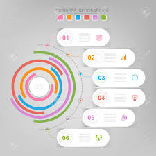 infographic template of colorful circle pie chart diagram work