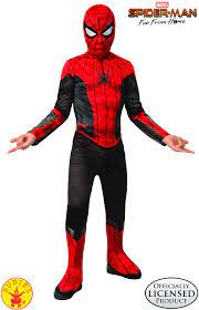 Black and red spiderman pictures. Amazon Com Spider Man Far From Home Spider Man Kids Red Black Suit Costume Toys Games