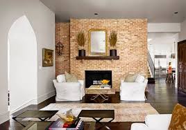 Modern living room with exposed brick wall design in vintage style. Brick Wall Accents In 15 Living Room Designs Home Design Lover