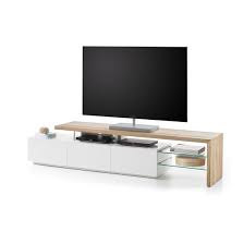 Alanis Modern Tv Stand In Knotty Oak And Matt White With Storage Furniture In Fashion Modern Tv Stand Modern Tv Living Room Tv Unit Designs